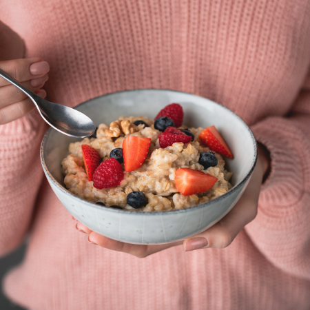 woman eating cereal